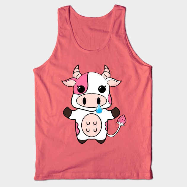 Strawberry cow cartoon design Tank Top by Cuteful